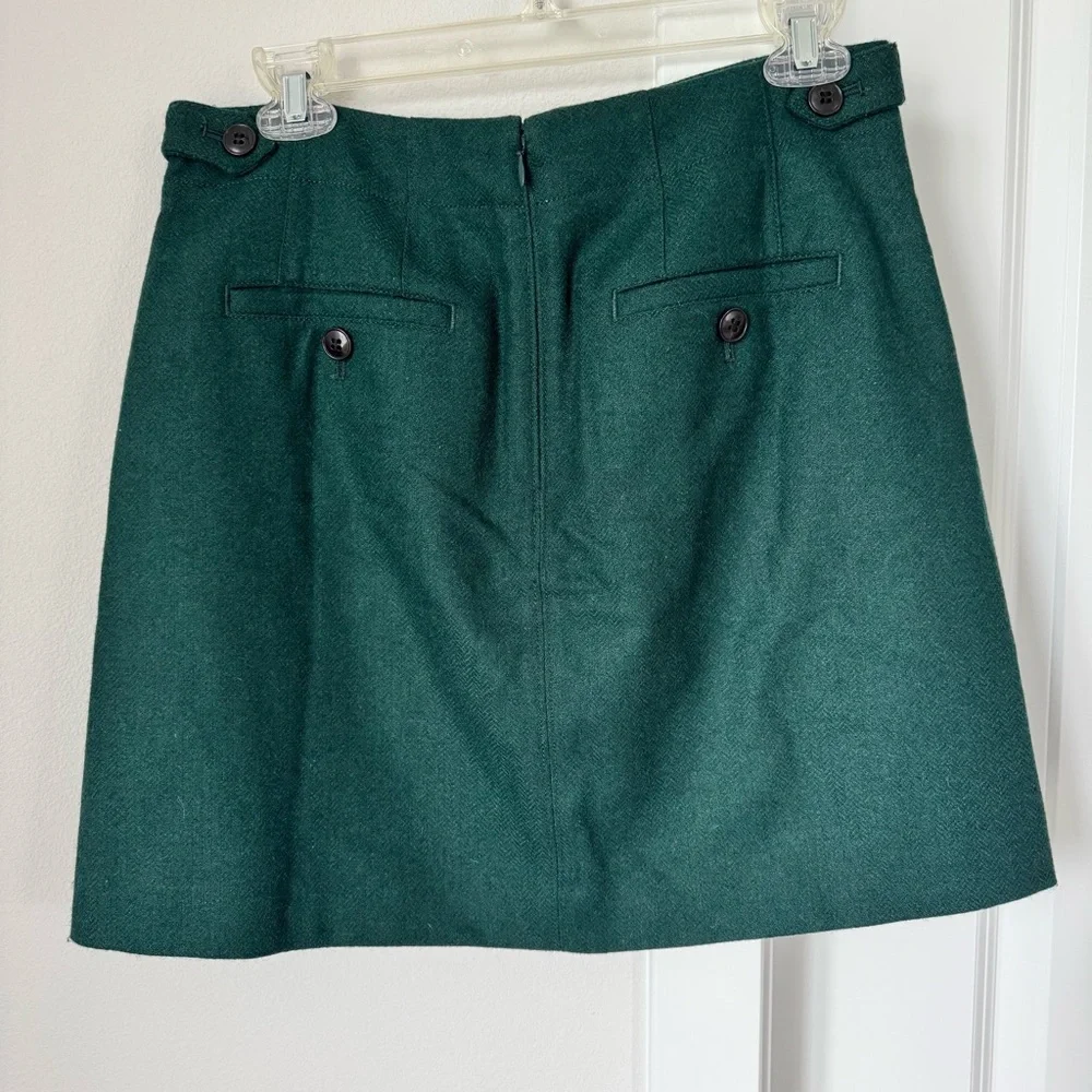 Madewell Assembly A-Line Skirt Size 4 Wool Blend Dark Green Lined Fall Winter - Picture 9 of 16